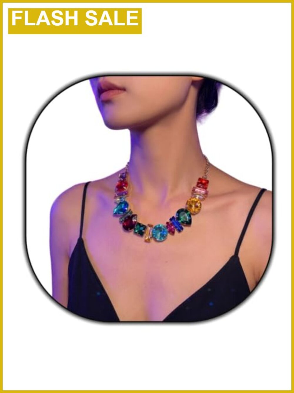 Crystal Rhinestone Choker Necklace Women Chunky Statement Party Jewelry
